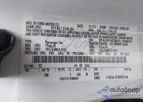 2013 Ford Focus S from USA, damaged, VIN 1FADP3E28DL199818